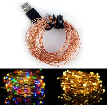 1//5/10M 10-100 Led USB konektor LED Reťazec svetlá Garland Medený Drôt Dekor Lampa String Víla Svetlo na Party Dekorácie