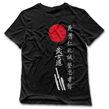 Pánske Japonské znaky Kanji Samuraj Bushido Tričko pánske Módne Tees T Shirt Mužov Letné Štýl Dizajnu T-Shirt Nadrozmerná Streetwear