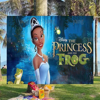 Dievčatá Disney Princezná Lesa Happy Birthday Krásne Firefly Noc Pozadie Baby Sprcha Tiana a Žaba Strany Banner Pozadí