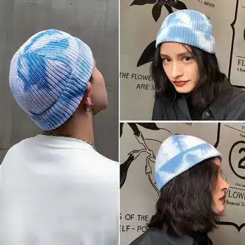 2022 módne tie-dye vlnená čiapka čiapočku pre dievčatko muž hip hop príliv doplnky, pletené gradient melón teplé spp príliv značky zimné jeseň