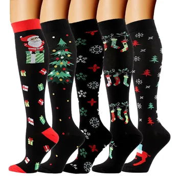 MOJITO 5 Párov/ Veľa Vianočné Kompresné Ponožky pre Mužov a Ženy, Outdoorové Športové Oblečenie, Vianočné Dekorácie 2023 Darček