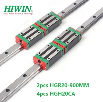 2ks originál Hiwin lineárne vodiacej koľajnice HGR20 -L 900 mm + 4pcs HGH20CA Alebo HGW20CA Lineárne Prepravu Blok Pre CNC HGW20CC