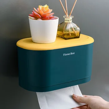 Montáž na stenu papier, uterák box Domácnosti nailless nepremokavé kúpeľňa roll box polica multifunkčné toaletný papier box