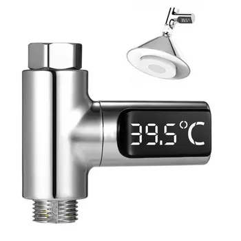 2022 LED displej celzia, teplota vody meter plastové 360° rotácia 5-85 ℃ elektrické sprcha teplomer kúpeľňových doplnkov