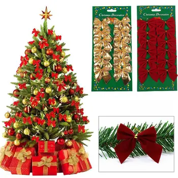 12pcs Vianočné Páse s nástrojmi Luky Mini Vianočný Stromček Luky Vianoce Bowknot Dekorácie, Ozdoby na Vianočné Vence Balenie Dodávky
