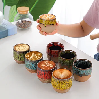 Kreatívne Japonský Pece, Espresso Šálku Tvorivé Master Pohár Hrubá Keramika Retro Šálku Čaju Vytiahnuť Kvet Keramická Šálka Kávy Hrnček