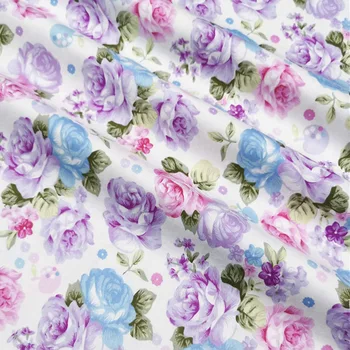 160cm Šírka Ružová Fialová Modrá Rozkvitnutých Kvetov Vytlačené Na 100% Bavlnenej Tkaniny Kvetinový Textílie Patchwork dieťa handričkou oblečenie domova