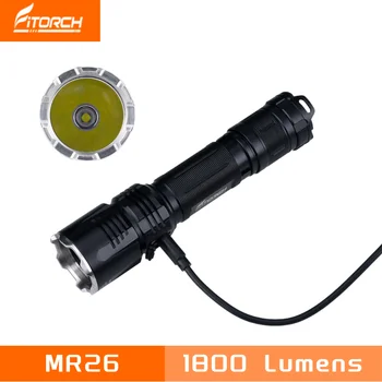 Fitorch MR26 3-Pásmový Chvost Prepínač Taktické LED Baterky 1800 Lumenov CREE XHP35 HD Nabíjateľné Baterky Zahrnuté 1 X 18650 Batérie