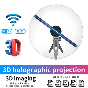 3D LED Ventilátor Otáča Holographicprojector Mini Desktop Pohodlie Vertikálne APLIKÁCIE, Podpora WIFI Ovládanie Animácie zobrazovania REKLAMY
