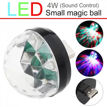 4W Mini USB LED Svetlo, Crystal Magic Ball RGB Farebné Fáze Osvetlenie, Dekorácie, Lampy, Osvetlenie Efekt pre Domáce Auto KTV Fáze
