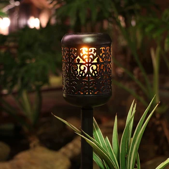 Solárne Duté Svetlo Hardvéru Kovaného Železa LED Indukčné Plameň Lampy Vonkajšie Dekoratívne Blikajúce Svetlá Pre Záhradné Osvetlenie Dvore