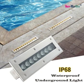 Vodotesný IP68 Obdĺžnik LED Podzemné Svetlo Pre Bazéne pod vodou Outdoor Záhrada AC12/24V Zapustené Schody Pochovaný na Čítanie