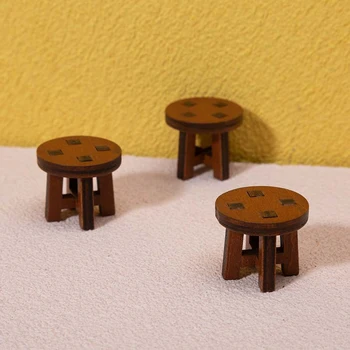 1: 12 domček pre bábiky s nábytkom Mini drevené stoličky tvorivé Mini polica