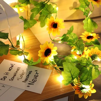 LED Slnečnice Lvy Lampy Solárne Batérie Víla String Svetlá Záhrada Stenu, Plot Strana Domov Garland Vonkajšie Vnútorné Svadobné Dekorácie