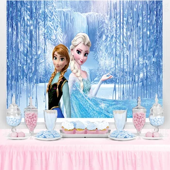 Disney Karikatúry Mrazené Anna Elsa Dievčatá Fotografie Ice Lesa Pozadie Vlastné Produkt Princess Narodeniny Foto Pozadia