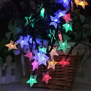 Záhradné Dekorácie Solárne Lampy lístka 5/7/12m Star Power LED Reťazec Rozprávkových Svetiel 3V Solárne Girlandy Záhrada Vianočná Výzdoba Pre Vonkajšie