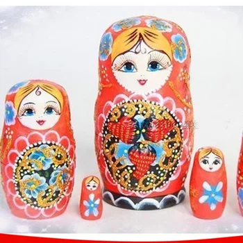 5 Vrstva Ručne Maľované ruskej Bábiky Suchá Lipa Jahoda Vzor Matryoshka Hniezdenie Bábiky Vzdelávania Hračky pre Deti L50