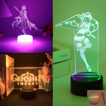 Nové Genshin Vplyv KUKI SHINOBU 3D Led Nočné Svetlo Anime Dve Tón Lampa Pre Dieťa Spálňa Decor Vianočný Darček k Narodeninám Yae Miko