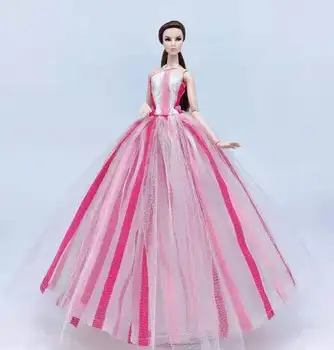 Módne Biela Ružová Prekladané Svadobné Šaty pre Bábiku Barbie Oblečenie 1/6 Príslušenstvo Princess Party Šaty Vestido domček pre bábiky Hračky Darček